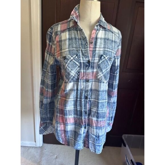 True Religion plaid button down flannel shirt with a vintage look Small - Picture 1 of 6